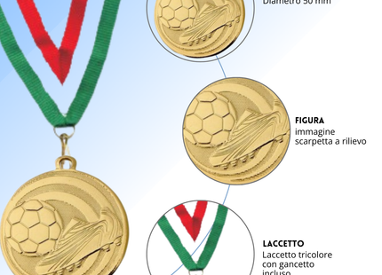 Medaglie calcio personalizzate 45 mm oro | 23.05.45.51G