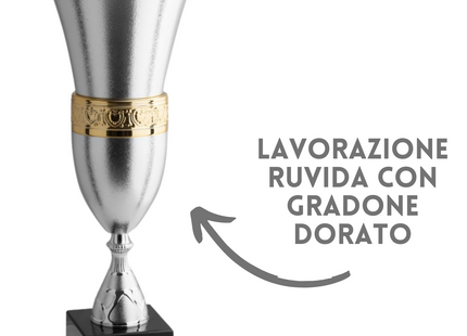 Trofeo moderno lavorazione ruvida e gradone dorato 55 cm | Cod. 2.412