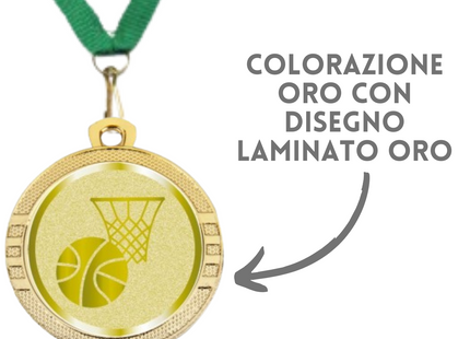 Medaglie Basket in stock personalizzate 32 mm oro | Cod. 23.001.1BA