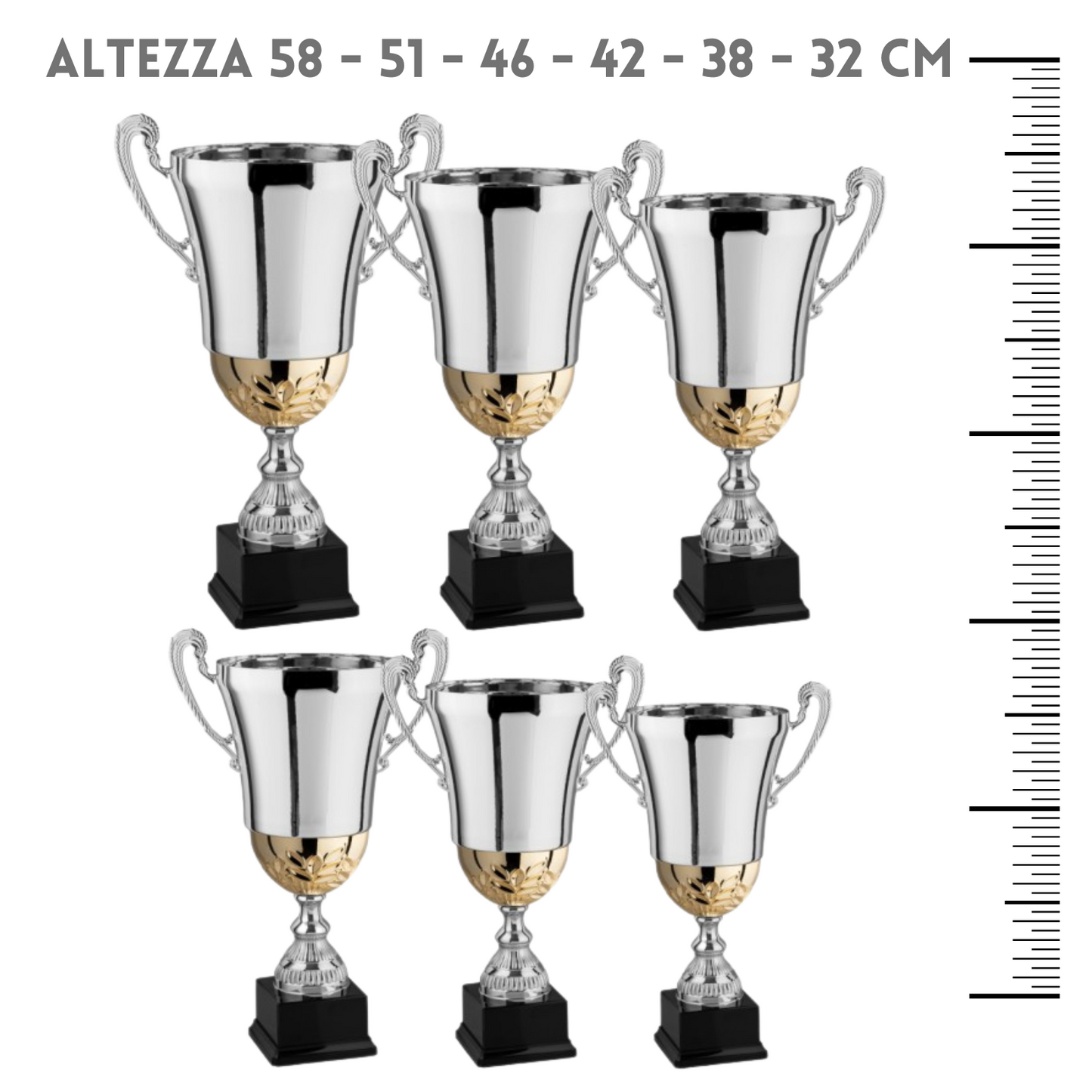 Set 6 premiazioni da 558 a 32 cm in metallo | Cod. 2.499