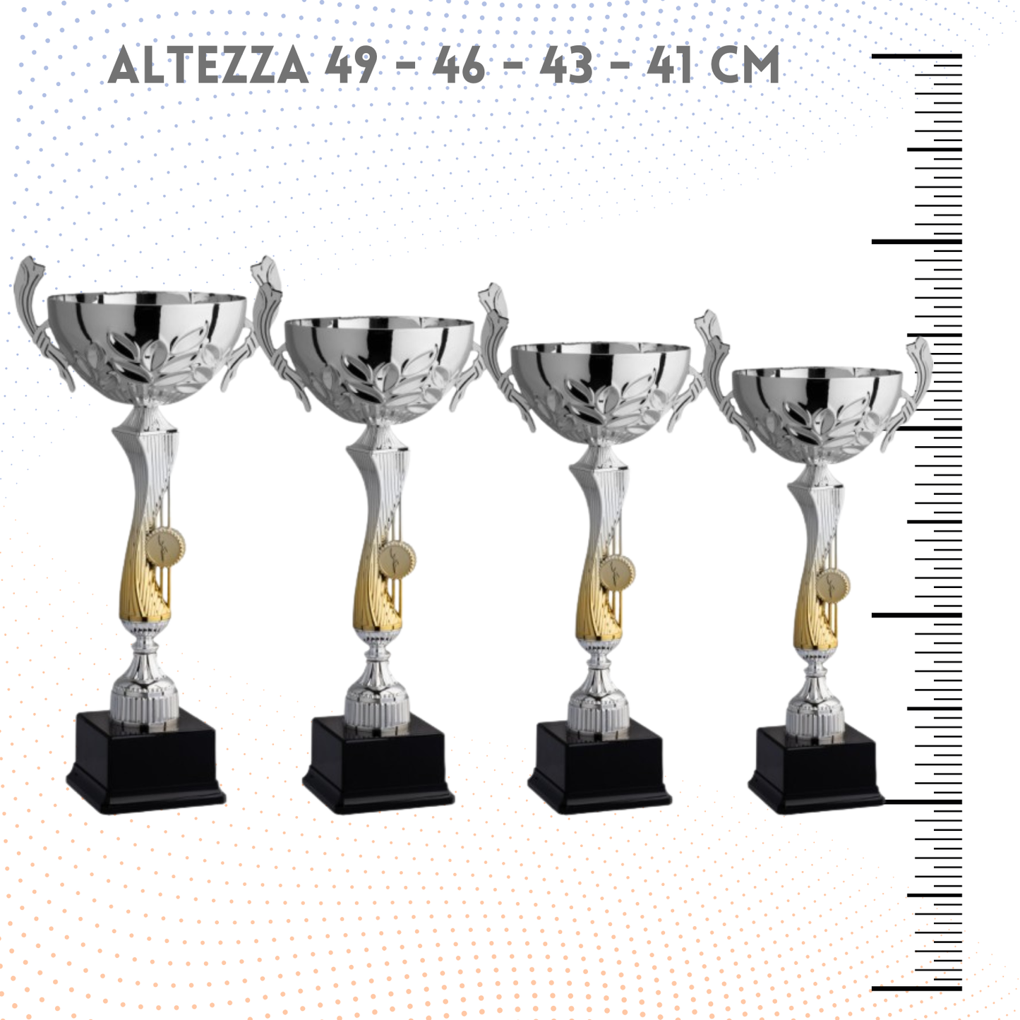Set 4 Trofei tricolore da 49 - 46 - 43 - 41 cm | Cod. 6.049