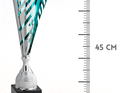 Trofeo in metallo da 45 cm, peso da 0,8 Kg colore acquamarina | Cod. 4.502