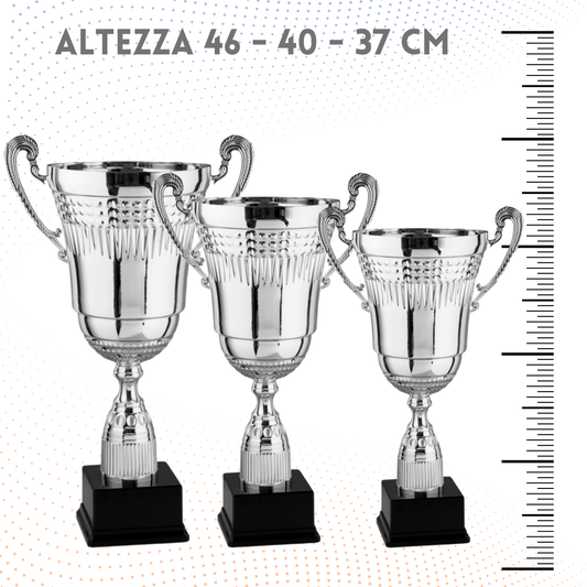 Tris di trofei personalizzati con manici 46 - 40 - 37 cm | Cod. 2.451P