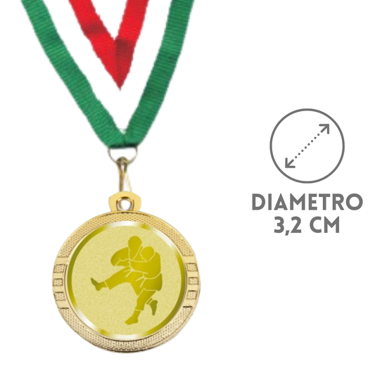 Medaglie competizioni Judo in stock personalizzate 32 mm oro | Cod. 23.00.32.JU