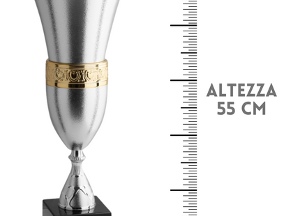 Trofeo moderno lavorazione ruvida e gradone dorato 55 cm | Cod. 2.412