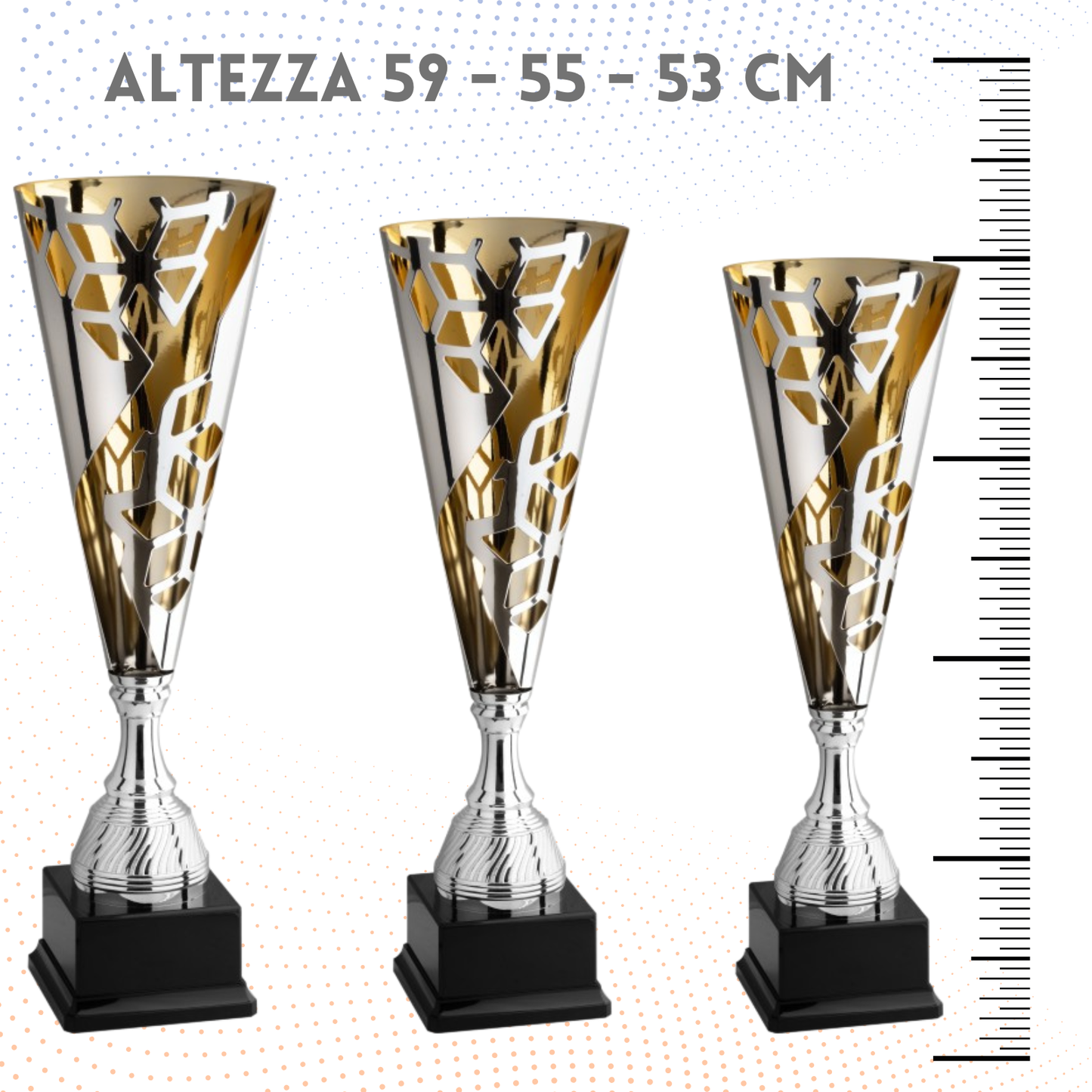 Tris di trofei personalizzati 59 - 55 - 53 cm | Cod. 4.529