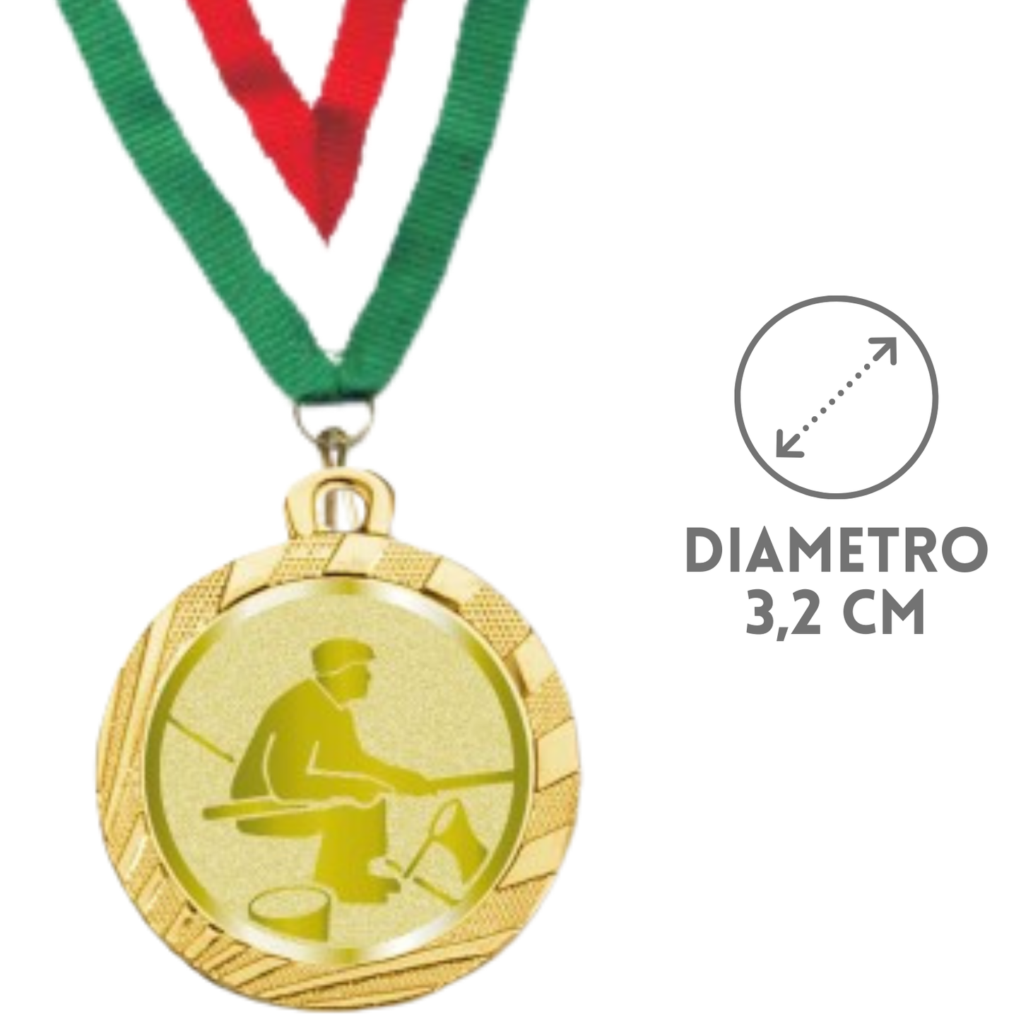 Medaglie Pesca in stock personalizzate 32 mm oro | Cod. 23.001.1XH