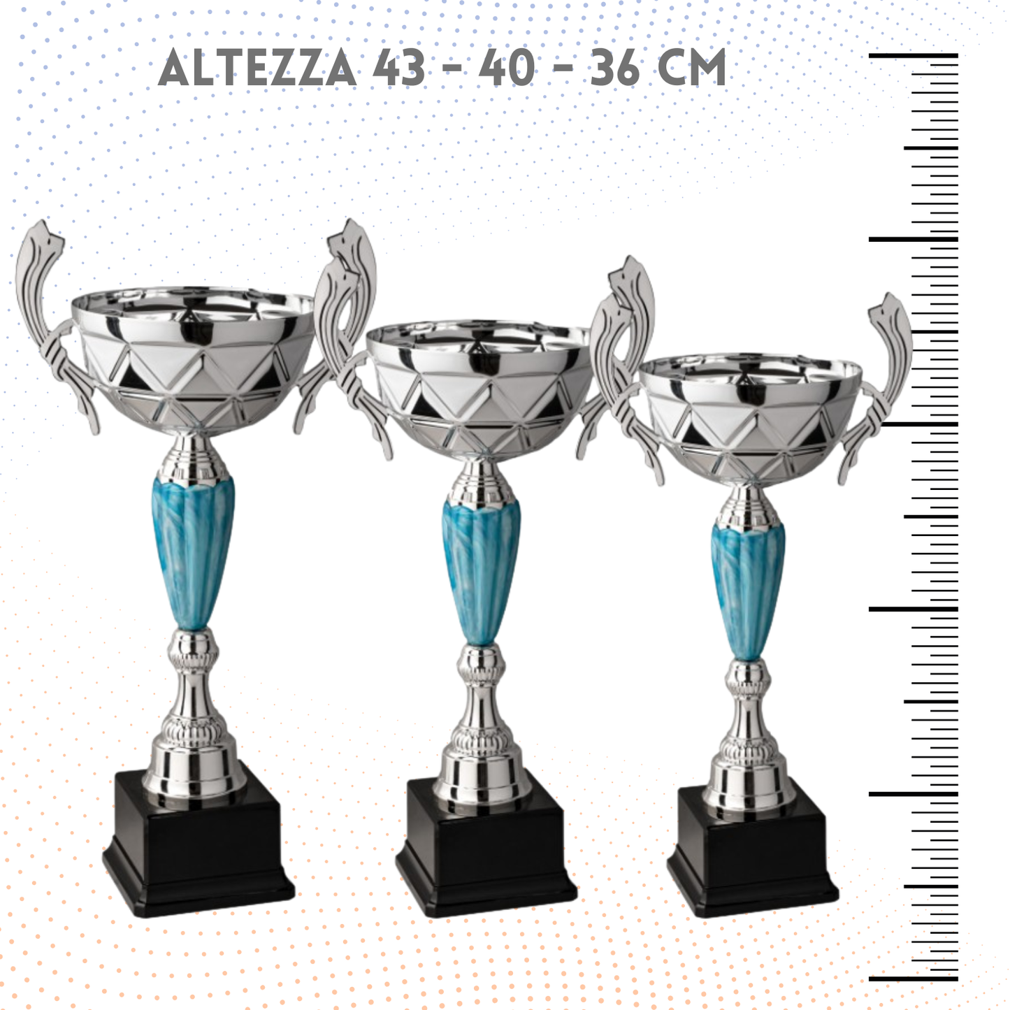 Tris di trofei personalizzati con manici 43 - 40 - 36 cm | Cod. 8.659