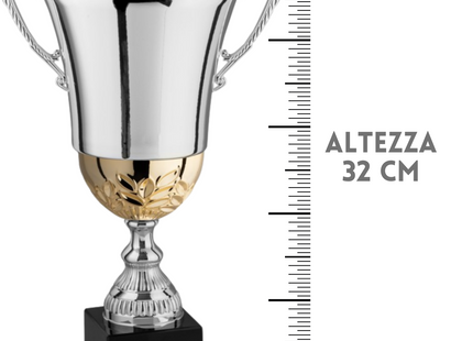 Coppa trofeo con manici bicolore da 32 cm | Cod. 2.496