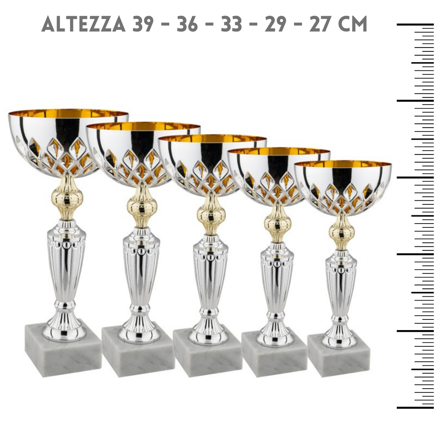 Set 5 premiazioni da 39-36-33-29-27 cm | Cod. 10.029