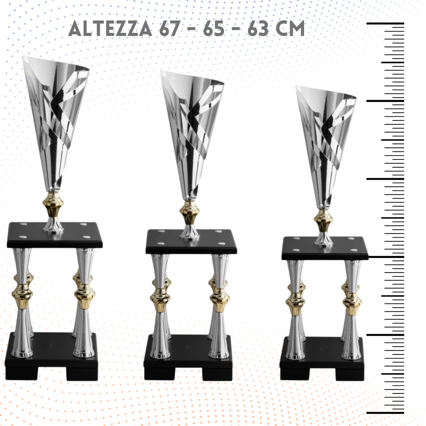 Tris di trofei a due piani 67 - 65 - 63 cm | Cod. 5.029