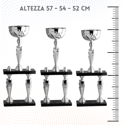 Tris di trofei a due piani 57 - 54 - 52 cm | Cod. 5.019