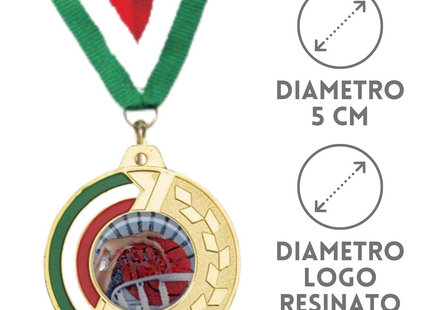 Medaglie personalizzate con logo resinato 50 mm oro | Cod. 22.305.62G