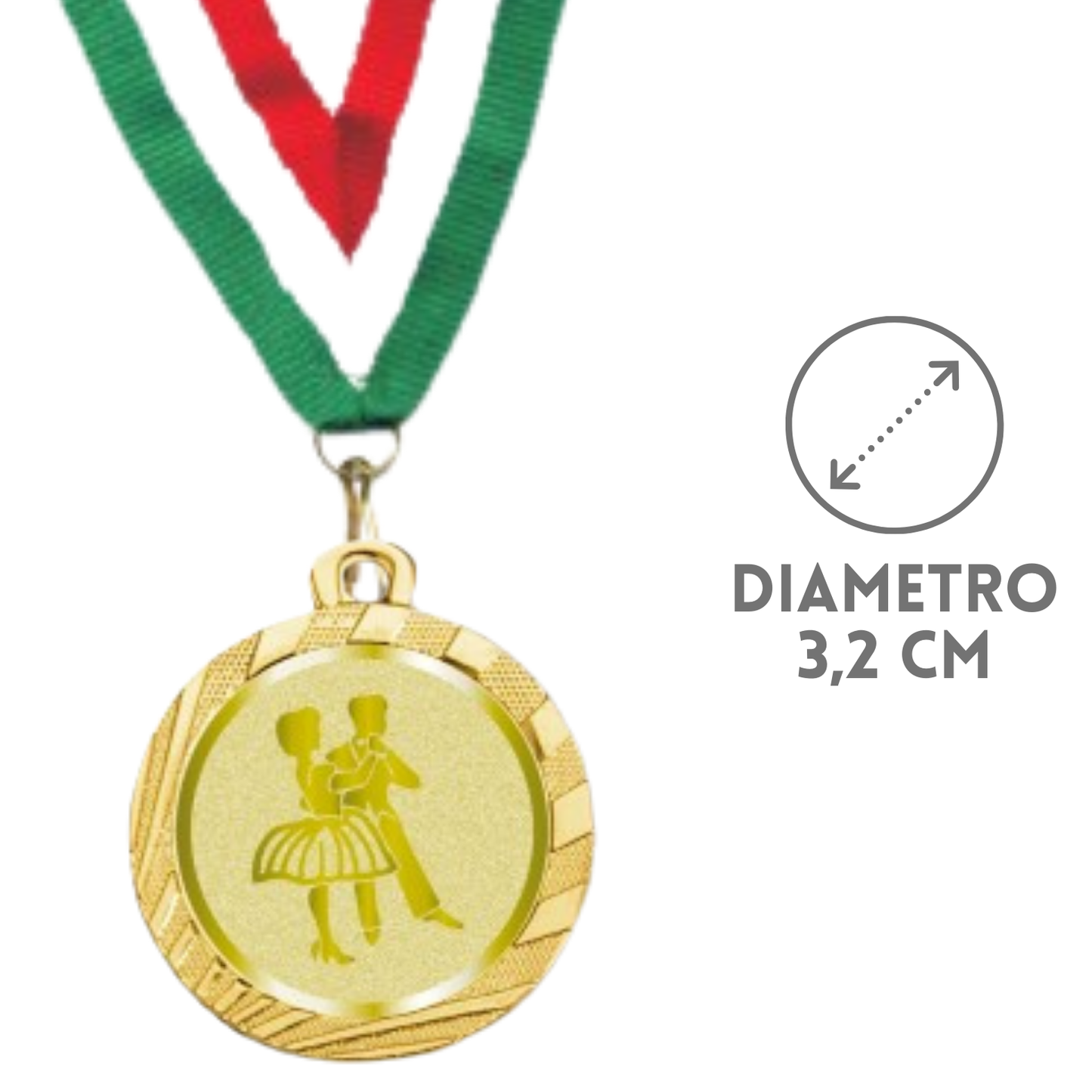 Medaglie ballo in stock personalizzate 32 mm oro | Cod. 23.001.1XS