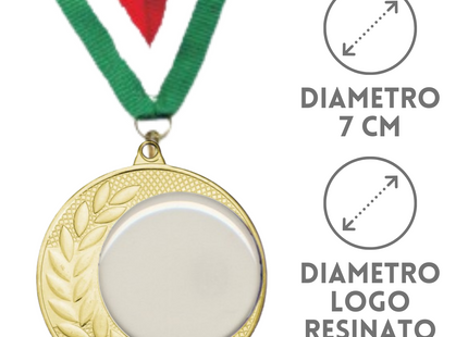 Medaglie personalizzate con logo resinato 70 mm oro | Cod. 22.307.69G