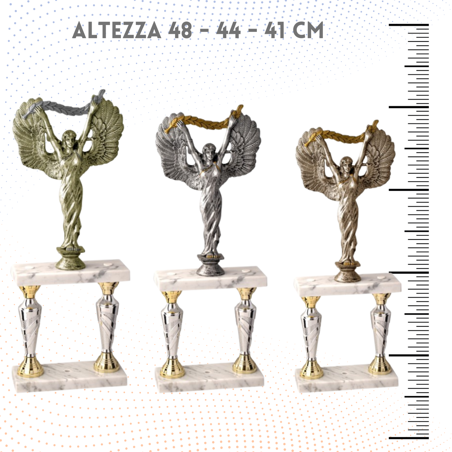 Tris di trofei a due piani 48 - 44 - 41 cm | Cod. 5.239