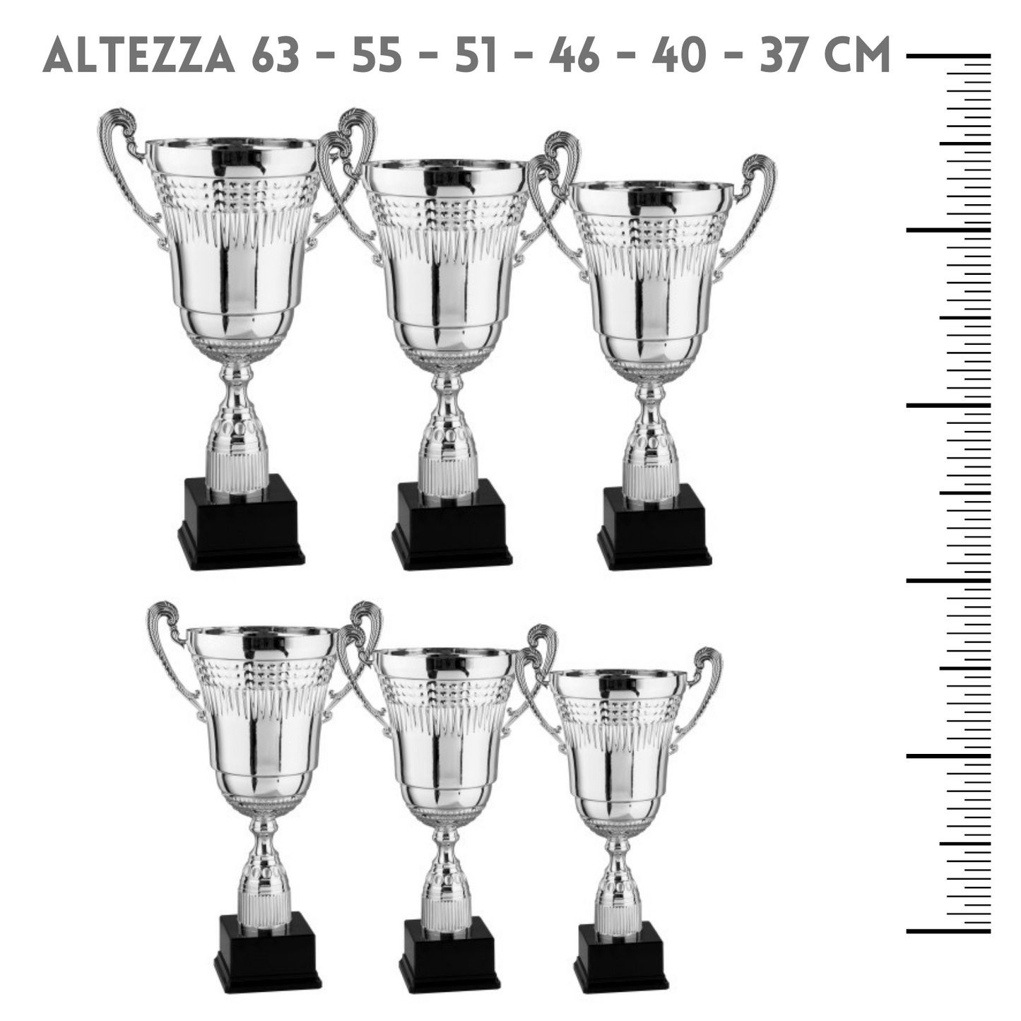 Set 6 premiazioni da 63 a 37 cm in metallo | Cod. 2.459