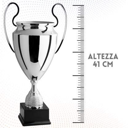 Trofeo con manici 41 cm da 1,2 Kg stile Champions League in metallo | Cod. 1.005