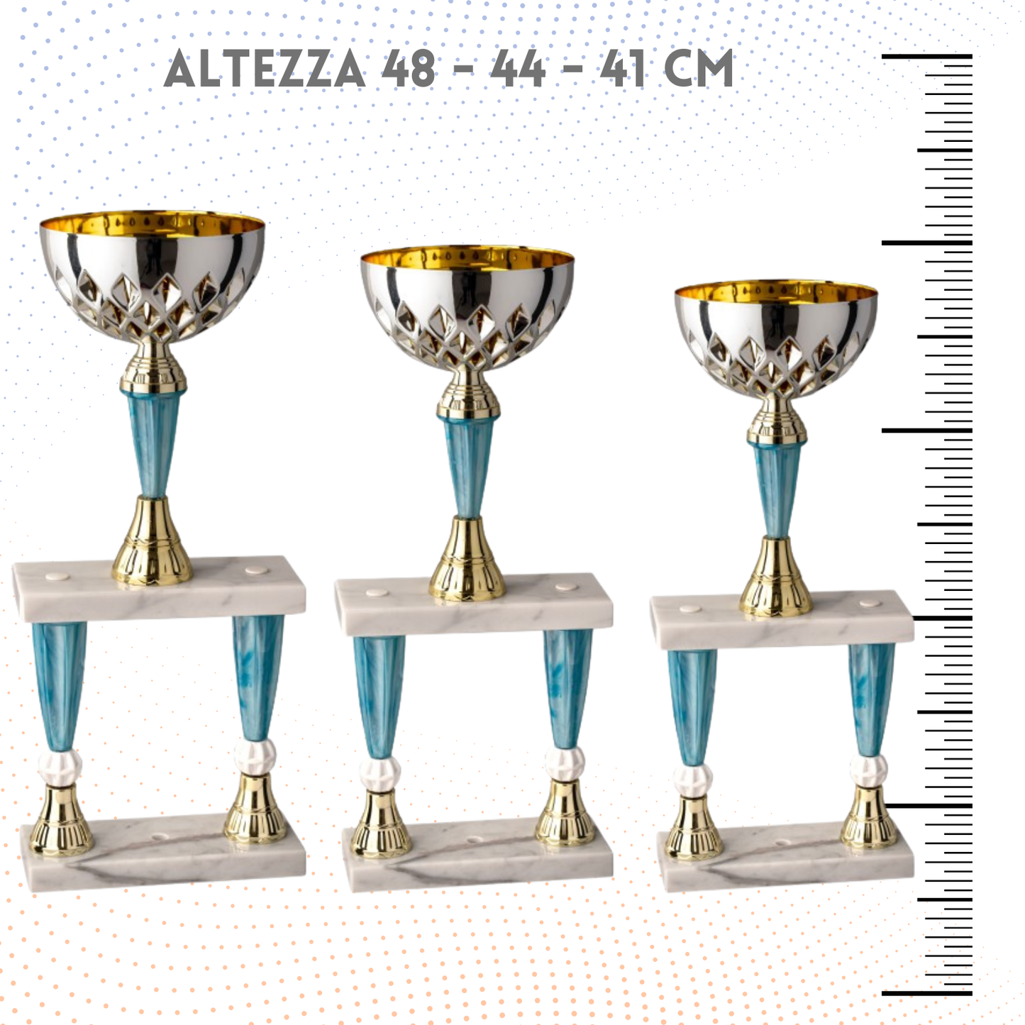 Tris di trofei a due piani 48 - 44 - 41 cm | Cod. 5.229