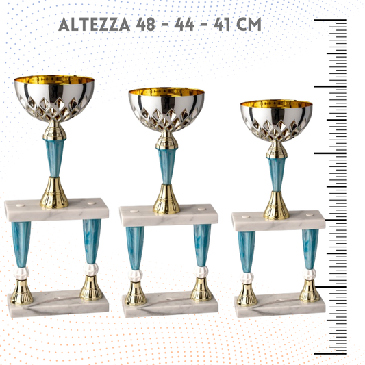 Tris di trofei a due piani 48 - 44 - 41 cm | Cod. 5.229