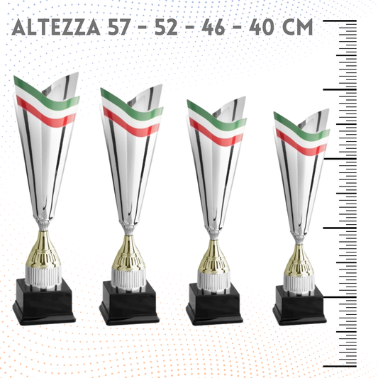 Set 4 Trofei tricolore da 57 - 52 - 46 - 40 cm | Cod. 3.119