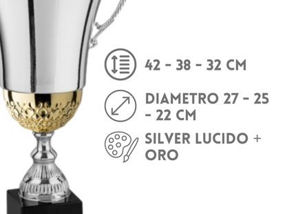Tris di coppe trofeo personalizzate