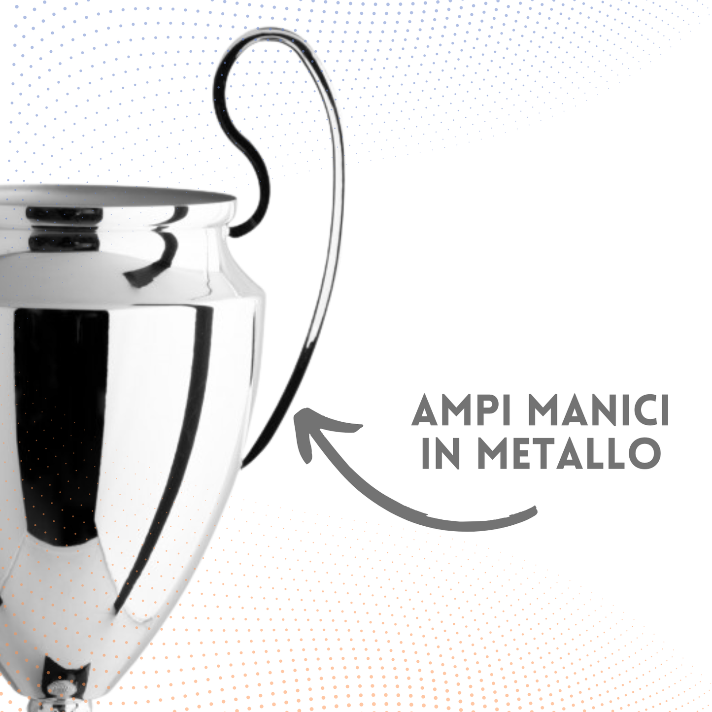 Trofeo con manici 36 cm da 1 Kg stile Champions League in metallo | Cod. 1.006