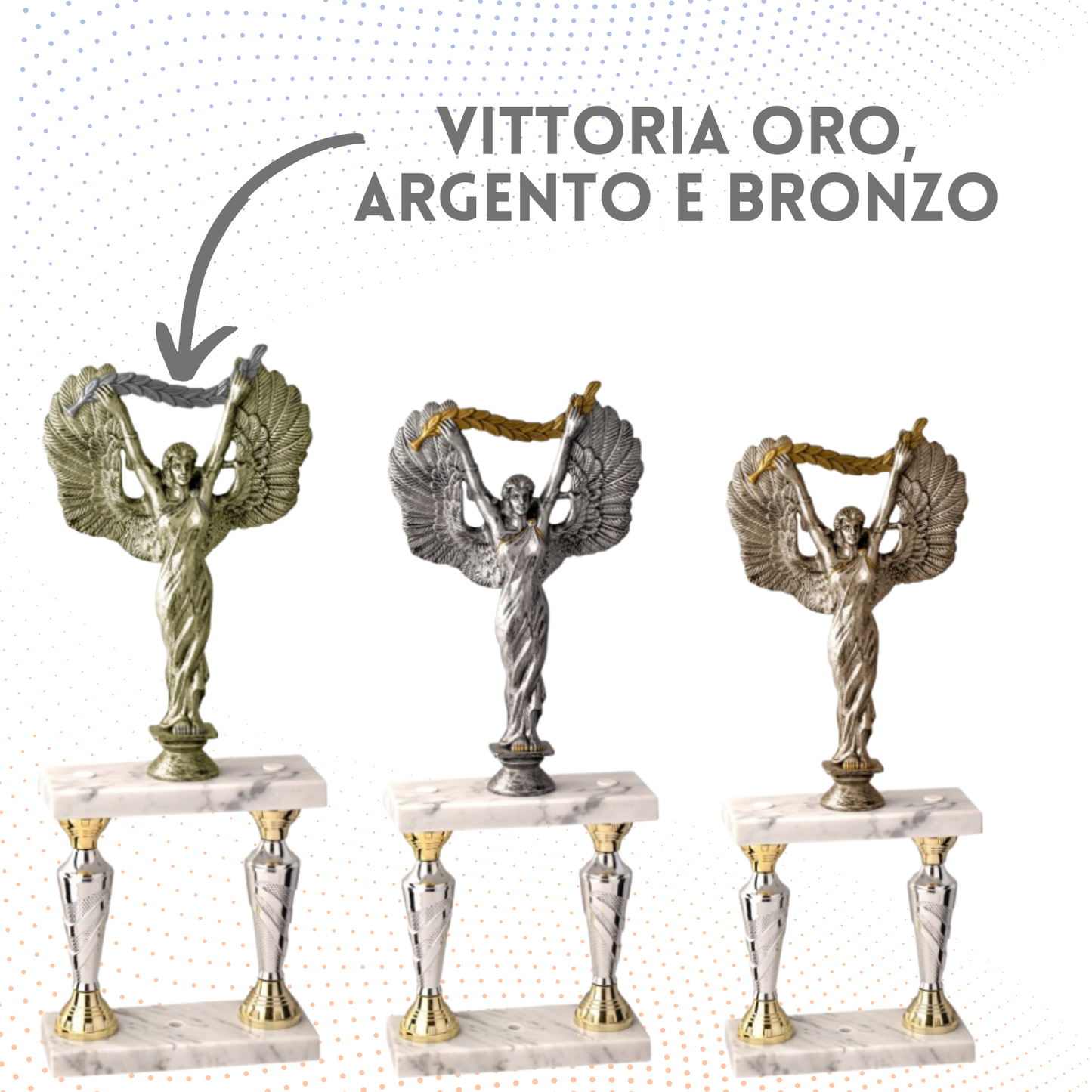 Tris di trofei a due piani 48 - 44 - 41 cm | Cod. 5.239