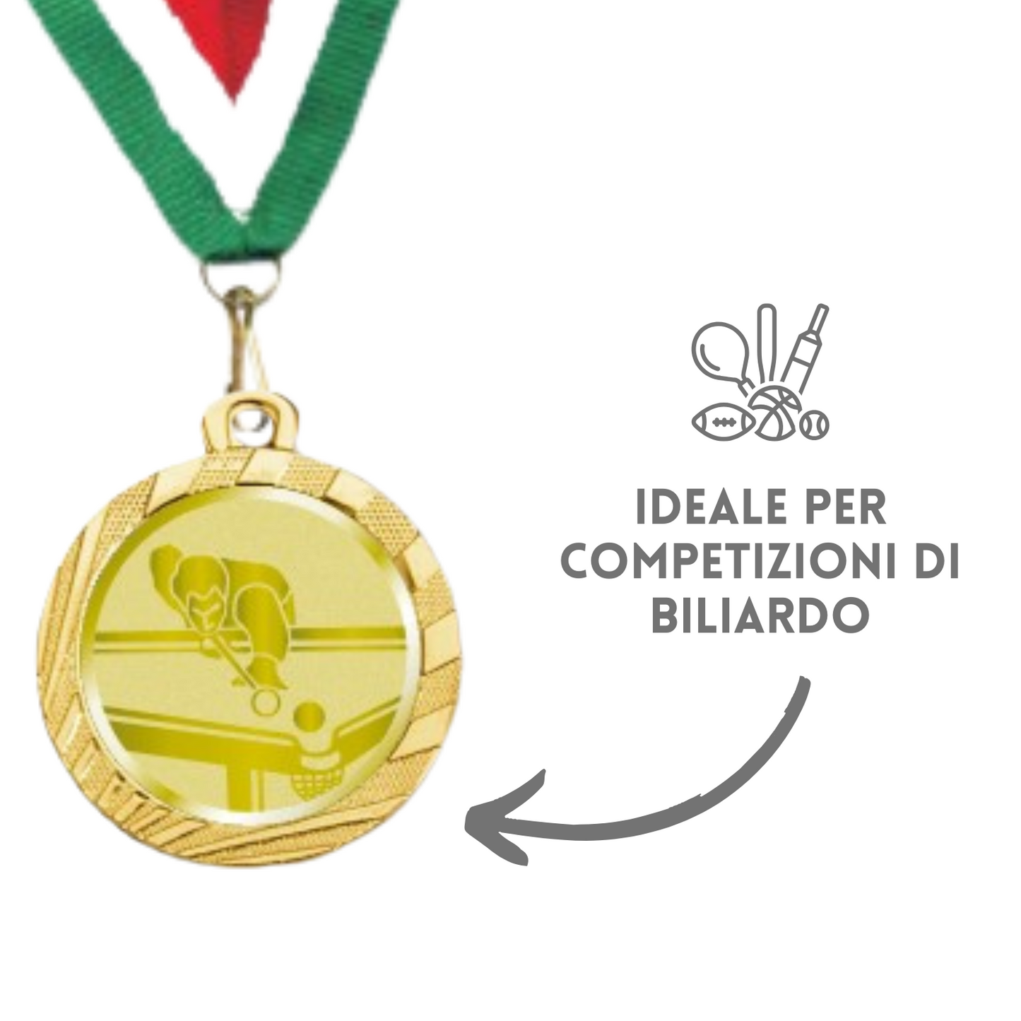 Medaglie Biliardo in stock personalizzate 32 mm oro | Cod. 23.001.1XR