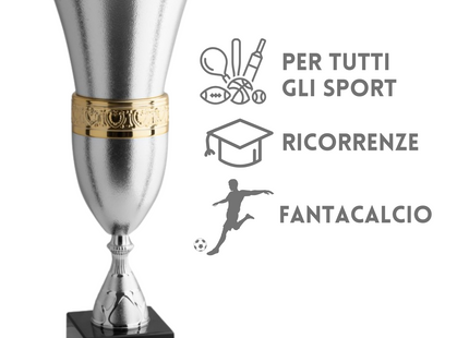 Trofeo moderno lavorazione ruvida e gradone dorato 49 cm | Cod. 2.413