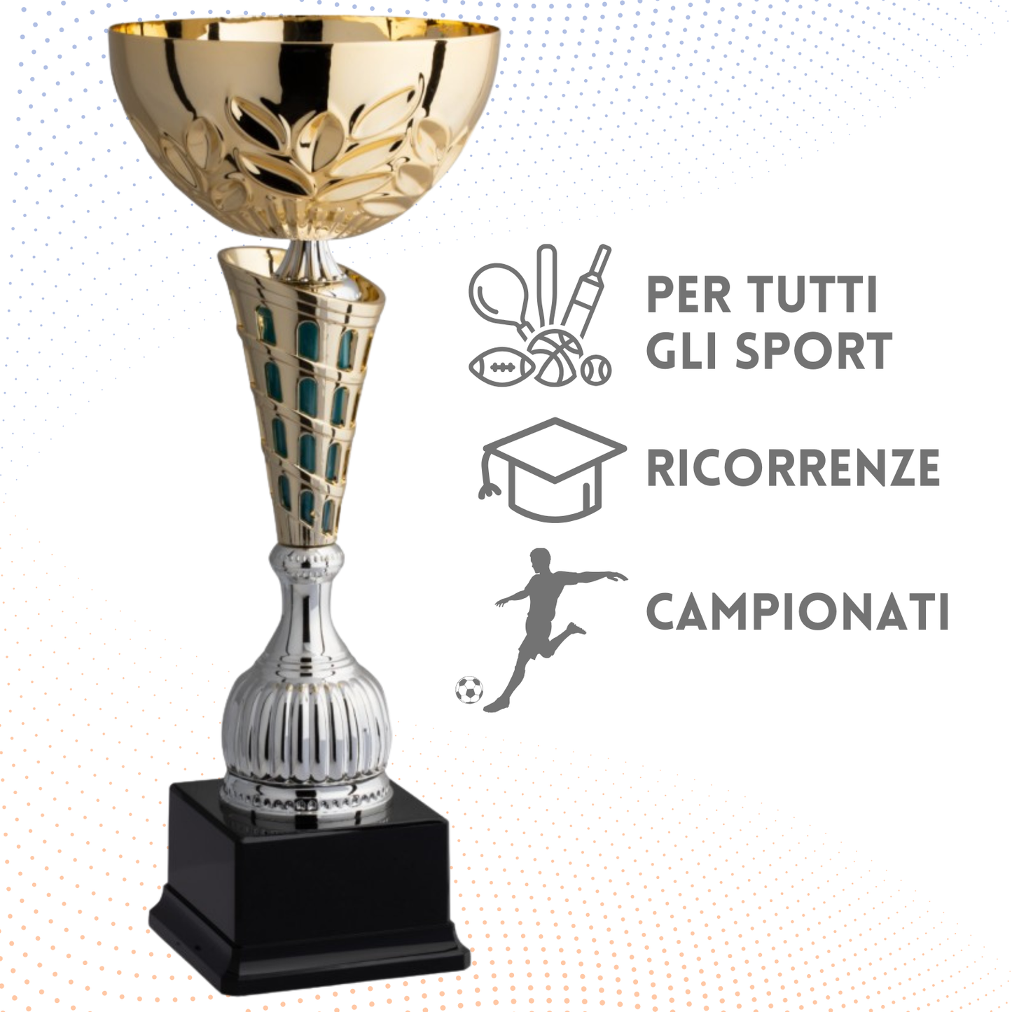 Coppa da 43 cm oro con tazza in metallo | Cod. 8.681G