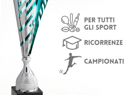 Trofeo in metallo da 49 cm, peso da 1,2 Kg colore acquamarina | Cod. 4.501