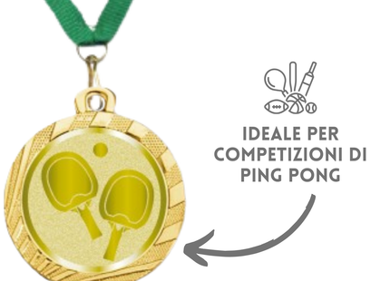 Medaglie Ping Pong in stock personalizzate 32 mm oro | Cod. 23.001.1XE