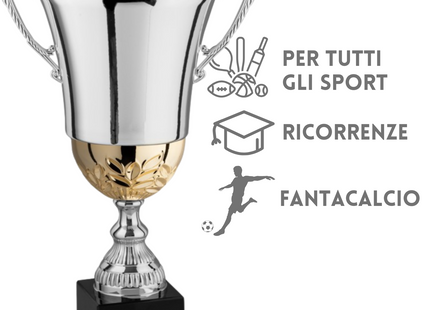 Coppa trofeo con manici bicolore da 32 cm | Cod. 2.496