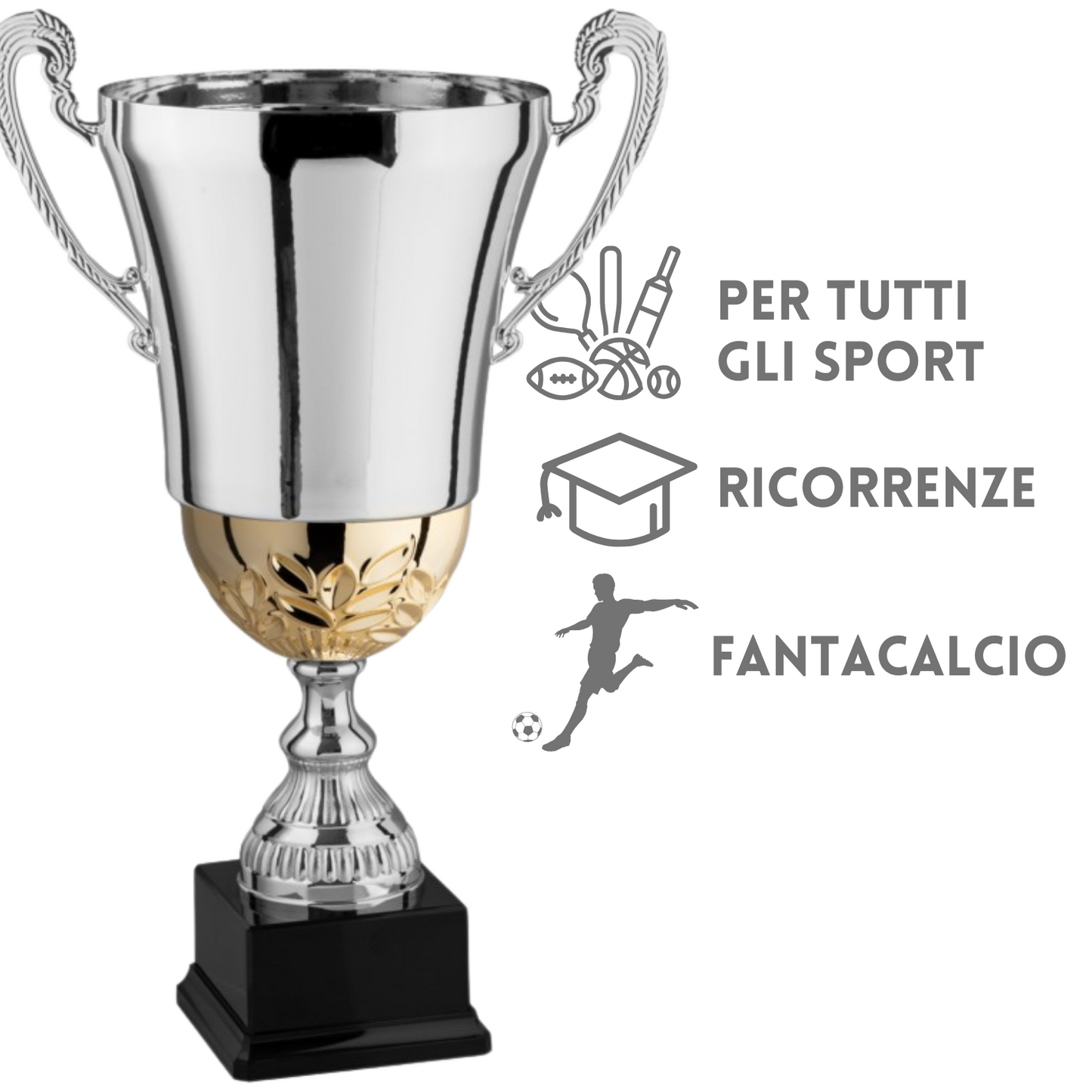 Coppa trofeo con manici bicolore da 38 cm | Cod. 2.495