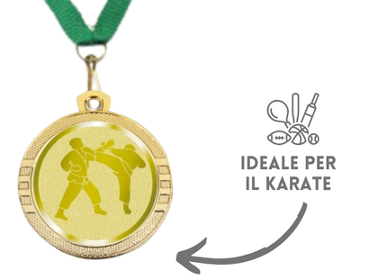 Medaglie competizioni Karate in stock personalizzate 32 mm oro | Cod. 23.00.32.KA