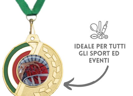Medaglie personalizzate con logo resinato 50 mm oro | Cod. 22.305.62G