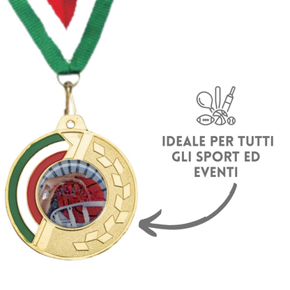 Medaglie personalizzate con logo resinato 50 mm oro | Cod. 22.305.62G
