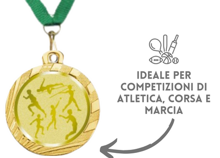 Medaglie Premio Atletica, Corsa e Marcia in stock personalizzate 32 mm oro | Cod. 23.001.1XM