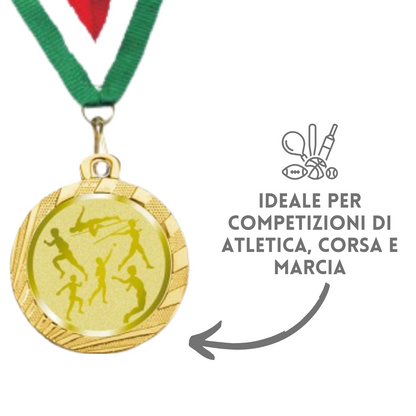 Medaglie Premio Atletica, Corsa e Marcia in stock personalizzate 32 mm oro | Cod. 23.001.1XM