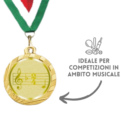 Medaglie Premio Musicale in stock personalizzate 32 mm oro | Cod. 23.001.1XL