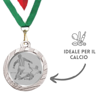 Medaglie Calcio in stock personalizzate 32 mm argento | Cod. 23.001.1CS