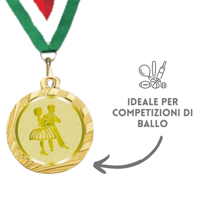 Medaglie ballo in stock personalizzate 32 mm oro | Cod. 23.001.1XS