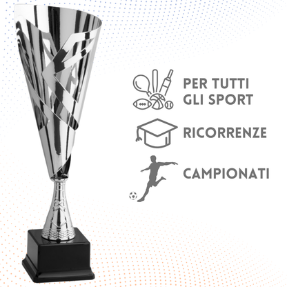 Trofeo in metallo da 40 cm colore silver | Cod. 4.493