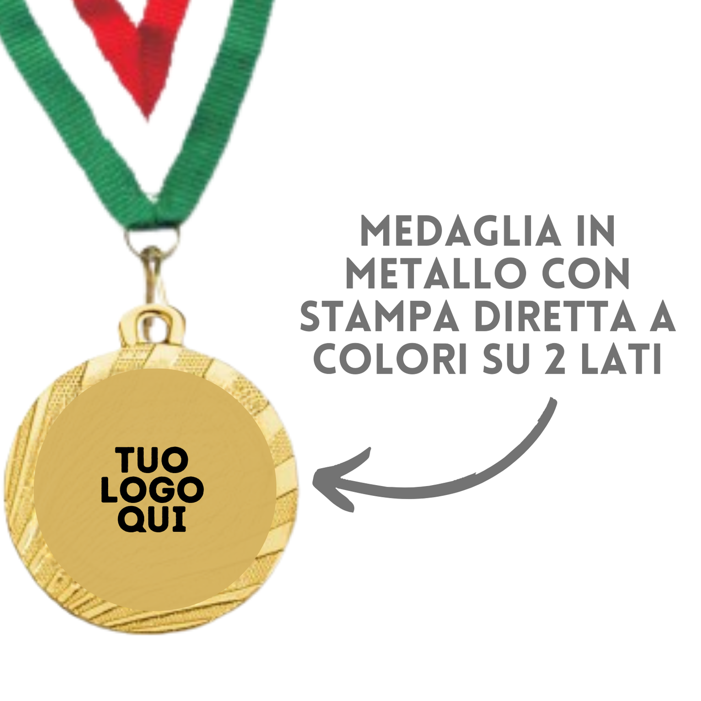 Medaglie personalizzate fronte e retro in stock personalizzate 32 mm oro | Cod. 23.003.65G