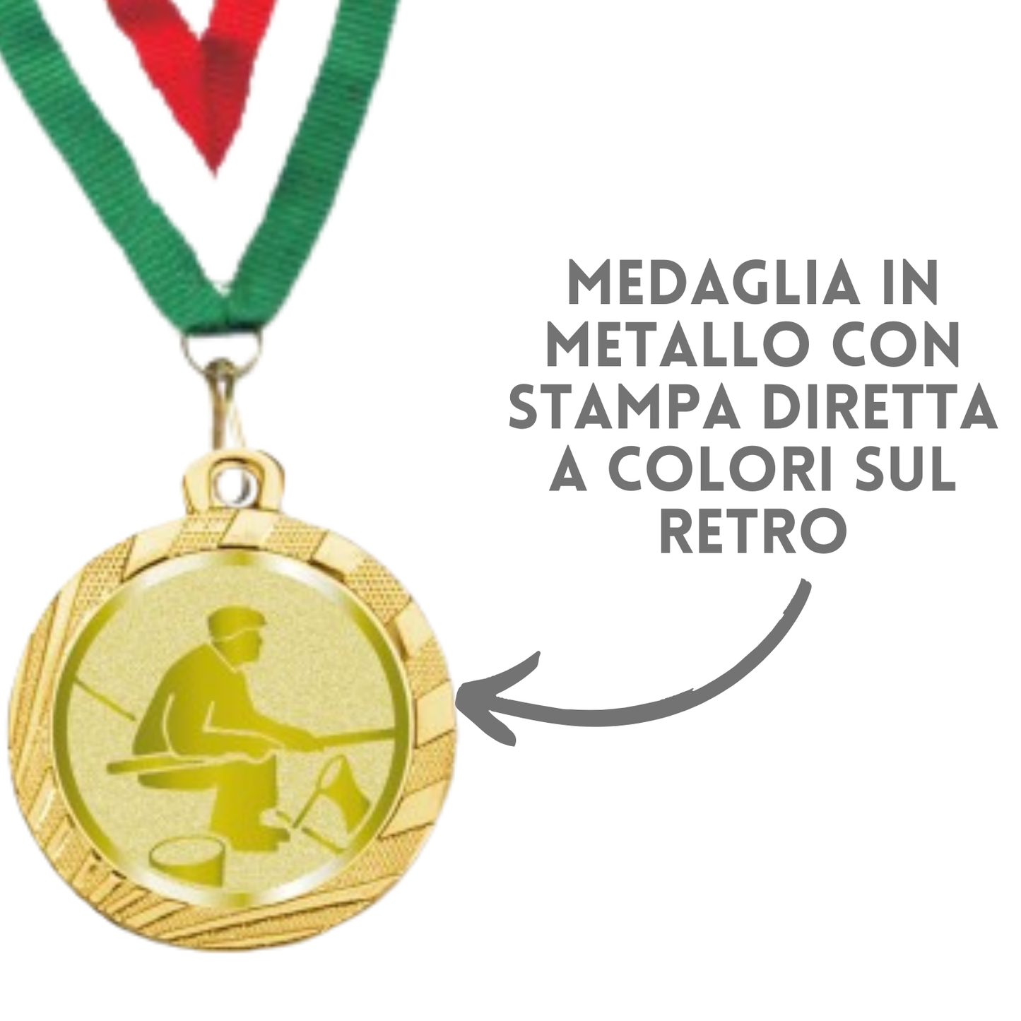 Medaglie Pesca in stock personalizzate 32 mm oro | Cod. 23.001.1XH