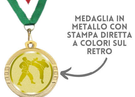 Medaglie competizioni Karate in stock personalizzate 32 mm oro | Cod. 23.00.32.KA