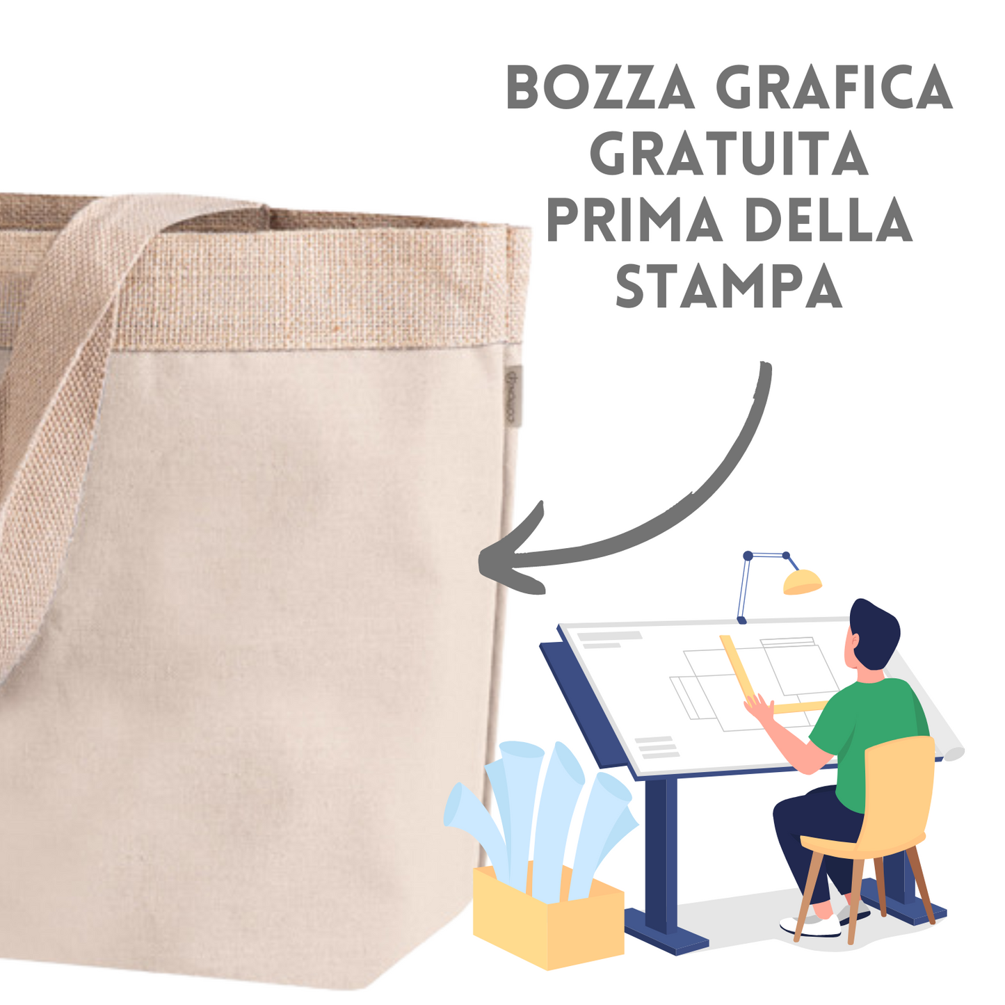 Shopper in Cotone e Juta 48x35x15 da 220 gr. | Cod. PG245