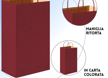 Shopper in carta personalizzate per bottiglie doppia 18x8x39 cm | Cod. PG016