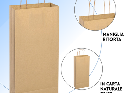 Shopper in carta personalizzate per bottiglie doppia 18x8x39 cm | Cod. PG021